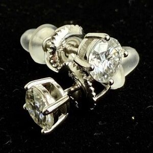 NWT .25 Carats Elegant Moissanite & 925 Sterling Silver Push Back Stud Earrings